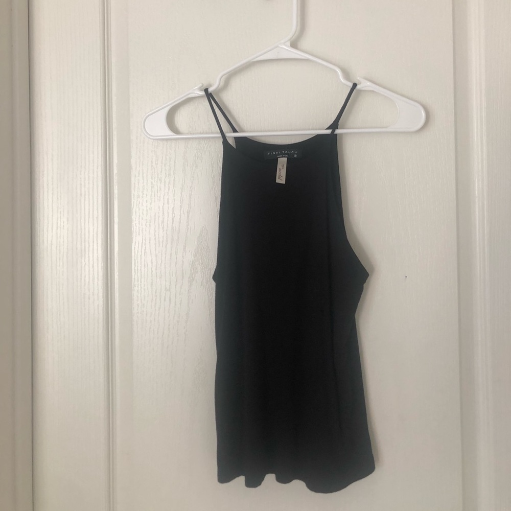 Black High Neck Line Tank Top